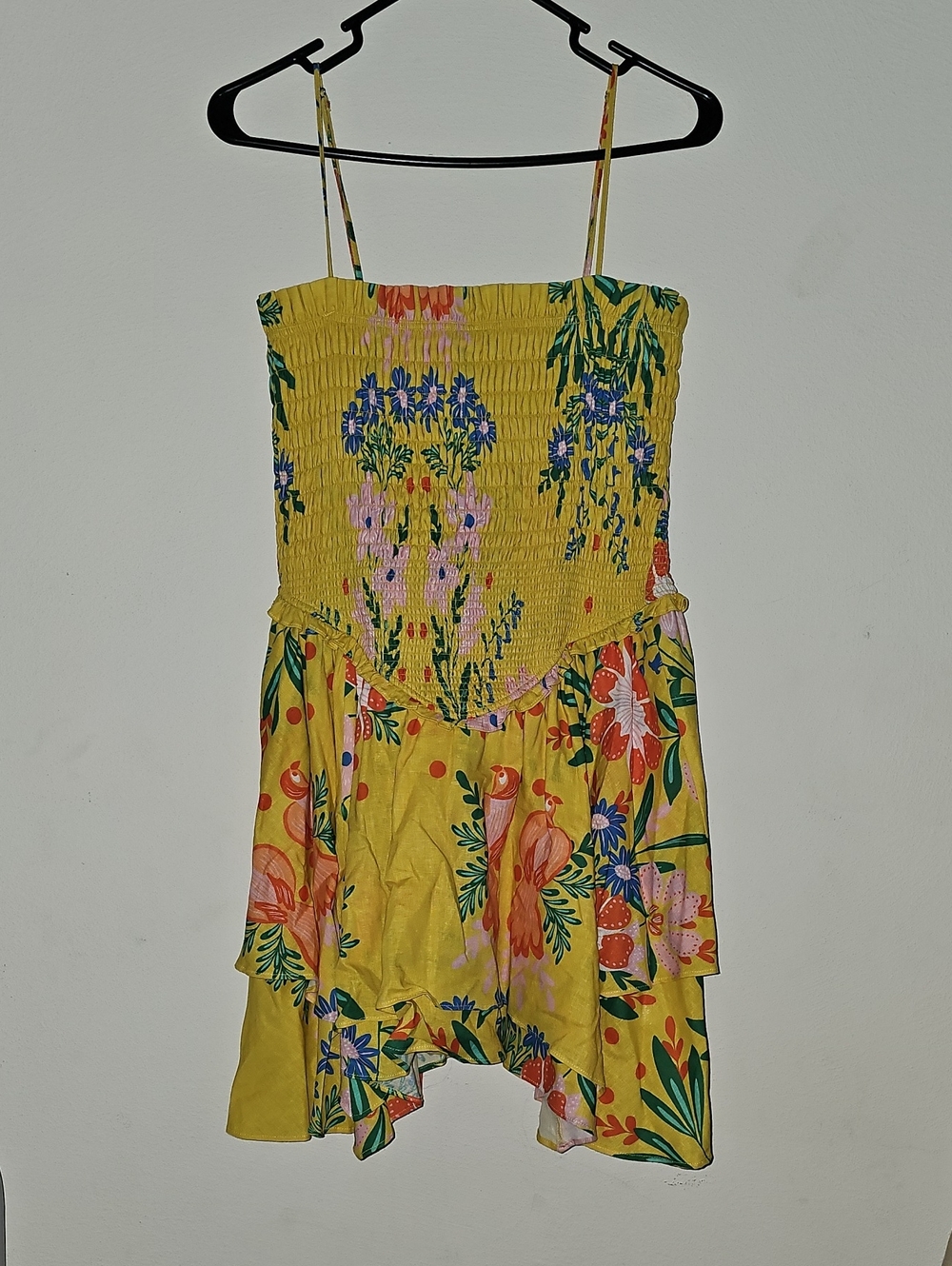 Chelsea & Violet Yellow Floral Smocked Dress with Multicolor Print